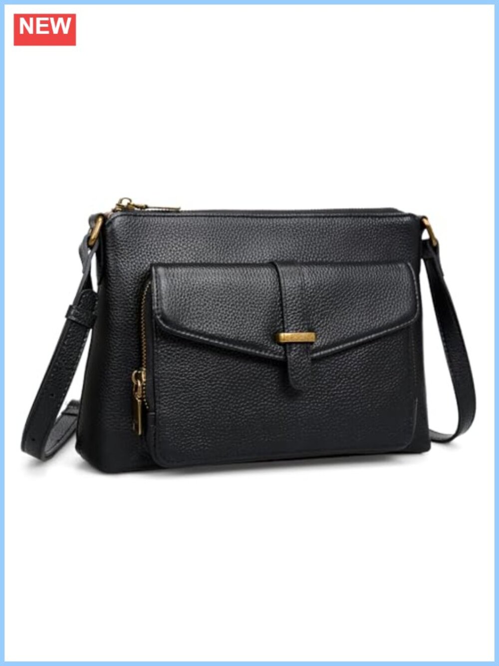 Genuine Leather Crossbody Bag Small RFID Wallet Purse Adjustable Strap